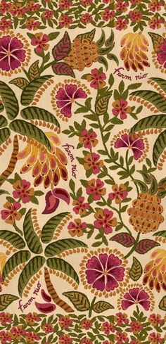 a floral pattern with leaves and flowers