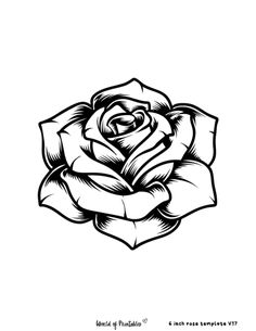 a black and white drawing of a rose