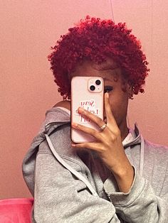 Red Hair 4c Natural, Burgundy 4c Hair, Burgundy Natural Hair Black Women, Red Short Hair Black Women, Perm Aesthetic, Short Curly Hair Dyed, Red Afro Hair, Big Chop Natural Hair 4c, Red Natural Hair Black Women