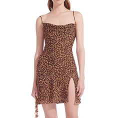 Staud Leopard Print Mini Dress. Cowl Neck, Open Corset Straps In Back. Straps Are Fully Adjustable Making This More Flexible In Width And Shoulder Length. Total Length Of Dress From Top Of Cowl Neck (Not Including Straps) Is 29". Excellent Condition - Worn 3 Times. Dress Leopard Print, Dress Leopard, Printed Mini Dress, Shoulder Length, Cowl Neck, Black And Brown, Leopard Print, Colorful Dresses, Mini Dress