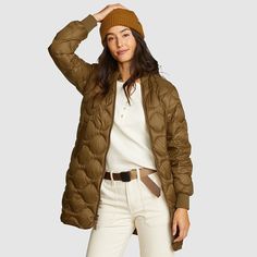 Women's Shaw Long Down Bomber Jacket | Eddie Bauer Wind Jacket, Material Girls, Jogger Jeans, Rain Wear, Mens Outerwear, Outdoor Apparel, Active Wear Tops, Casual Boots, Outerwear Women