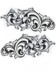 two black and white tattoo designs