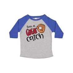 I'm a Great Catch Baseball Glove Toddler T-Shirt, great for future baseball players and fans alike. A toddler-soft cotton tee in look-at-me, big kid colors. 4.5 oz., 100% combed ringspun cotton. White is sewn with 100% cotton thread. Topstitched rib crew neck. Double-needle stitched sleeves and bottom hem. Shoulder-to-shoulder taping. Toddler T-Shirt. Size: 2T.  Color: Gray.  Gender: male. Happy Last Day Of School, Great Graduation Gifts, Happy Faces, Baseball Glove, Star Gift, Last Day Of School, Girls Toddler, Kids Outfits Girls, Pink Gifts