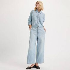 Iconic Jumpsuit - Light Wash | Levi's® US Light Wash Levis, Cinched Waist, Waist Tie, Levi's, Overalls, Straight Leg, Jumpsuit, Clothes