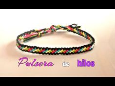 a multicolored bracelet with the words pulera de hilos on it