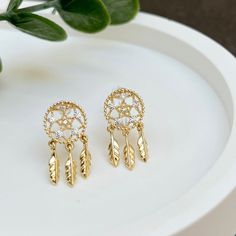 🌿 This is a delicate small 14k gold plated dreamcatcher with tiny rhinestones! 👉🏻 You can choose your earrings closure * Invisible Clip On (for non-pierced ears) or 14k Gold Plated Earrings Post (for pierced ears)! ✏️ It's small with only 1.9cm long. Diameter of the catcher is 9mm. ✌🏻Sold as a PAIR 💖 It is the most comfortable clip on earrings, it had been tested on myself, my daughter and my friend! They are secure and comfortable! If you have non-pierced ears like us, you will fall in lov Clip On Earrings For Teens, 27 December, 26 December, December 2024, Large Letters, Promotional Gifts, Gold Plated Earrings, Pierced Ears, Buy 1