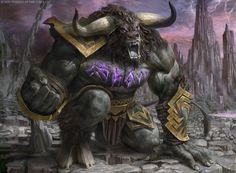 an image of a demon that is in the middle of a city with huge horns