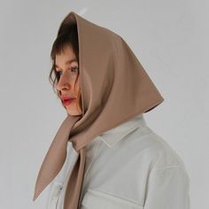 This hood handmade with love in SaintPetersburg!The most demanded wardrobe item for all of the year. It’s super comfortable in sun, rain, snow and wind! For strong in spirit and brave. Made of soft and light eco leather.Size: oversizedColour: beige Spring Shawl, Trendy Scarves, Head Scarf Styles, Hooded Scarf, Small Bathrooms, Shawl Wrap, Shawls And Wraps, Head Scarf, Headdress