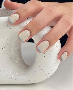 Square French, Minimal Nails Art, Simple Gel Nails, Cute Gel Nails, Soft Nails, Fake Nail