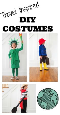 three pictures with the words travel inspired diy costumes