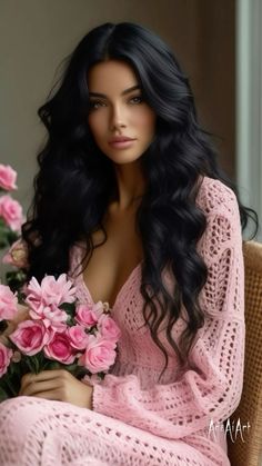 50s Hairstyles, Exotic Fashion, Long Black Hair, Long Wavy Hair, Winter Hairstyles, Great Hair, Dark Hair, Pretty Face, Woman Face