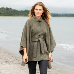 Irish Clothing Women, Belted Cape, Irish Clothing, Irish Style, Irish Fashion, Gifts For The Home, Irish Culture, Aran Sweater, Celtic Style