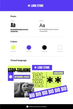 the different font styles and colors are shown in this graphic design tool sheet, which shows how