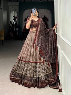 Brown Tusser Silk Stitched Lehenga Choli, Lehenga for Women, Wedding Lehenga, Chaniya Choli, Festive Wear Lehenga, Women's Lehenga, Choli. - Etsy Engagement Lengha, Indian Chaniya Choli, Brown Lehenga, Lehenga For Wedding, Navratri Chaniya Choli