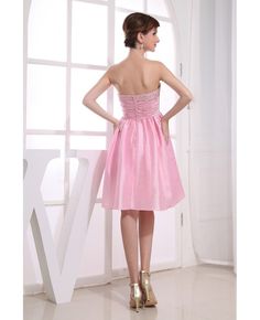 Shop best price a-line strapless short satin homecoming dress with beading online. Free Shipping and Custom-made. Pro since 2009. Pink Knee-length Strapless Dress For Prom, Knee-length Strapless Dress For Wedding And Prom, Satin Homecoming Dress, A Line Shorts, Beads Online, Ruffle Skirt, Special Occasion Dresses, Homecoming, Dress P