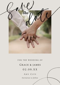 two hands holding each other with the words save the date