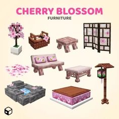 the furniture is all different colors and sizes for each piece in the game, including pink flowers