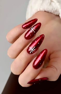 Festive Nail Designs, December Nails, Red Christmas Nails, Stylish Nails Designs, Cute Christmas Nails, Christmas Gel Nails, Her Nails, Snowflake Nails, Christmas Nails Acrylic