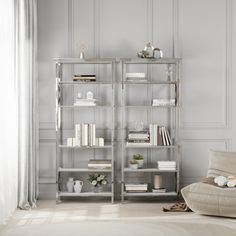 a living room filled with furniture and white walls