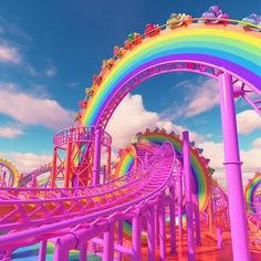 an artist's rendering of a rainbow roller coaster