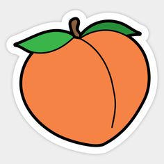 an orange sticker with a green leaf on the tip of it's end