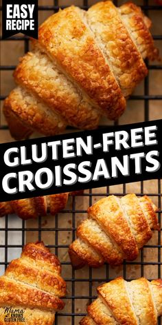 gluten - free croissants on a cooling rack with text overlay