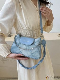 Bird in Bag - Womens Korean-Style Denim Square Shoulder Bag Trendy Rectangular Denim Shoulder Bag, Trendy Denim Blue Bag For Spring, Rectangular Denim Bag, Rectangular Denim Blue Shoulder Bag For Spring, Spring Denim Rectangular Bag, Spring Denim Rectangular Shoulder Bag, Denim Blue Rectangular Shoulder Bag For Spring, Spring Rectangular Denim Shoulder Bag, Spring Rectangular Denim Bag