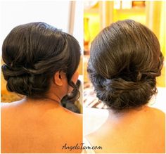 Bridal Loose Bun Updo Hair Style >> Angela Tam Makeup Hair Team | Los Angeles Wedding Makeup Artist Team » Angela Tam | Makeup Artist & Hair Stylist Team | Wedding & Portrait Photographer Loose Bun Updo, Bridesmaid Hair Up, Loose Bun, Loose Buns, Village Wedding