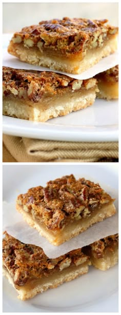 three different views of some food on a plate