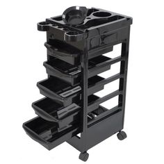 Easy Mobility - 5-Layer Salon Trolley Rolling Cart is equipped with 4pcs 360-degree swivel wheels and a convenient handle for easy movement around your working area, along with an integrated design for organizing and providing easy access to various tools, making it perfect for beauty salons, barber shops, tattoo shops, nail art shops, or even homes. Removable Drawers - Comes with 5 removable drawers, which can be pulled out on either side, providing spacious and customizable space for you to st Tool Cart Diy, Beauty Salon Hair Dryer, Salon Cart, Blow Dryer Holder, Trolley Storage, Nail Care Tools, Beauty Station, Salon Hair Dryer, Salon Trolley