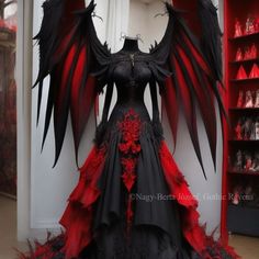 Sheer Overlay Dress Purple, Demonic Outfit Female, Demon Dress Outfit, Character Outfits Halloween, Female Villian Outfits, Demon Outfit Ideas, Dark Red Gown, Demon Dress, Demon Outfit