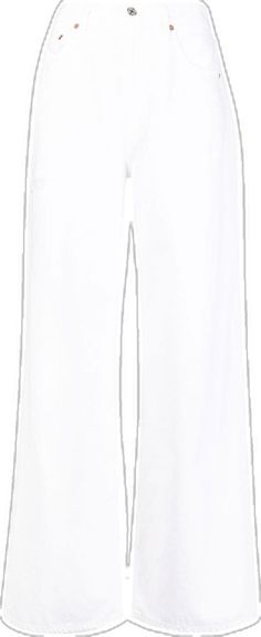 White Relaxed Fit Flare Jeans, White Cotton Cropped Flare Jeans, White Relaxed Fit Cropped Flare Jeans, White Cropped Wide Leg Cotton Pants, White Cotton Wide Leg Pants With Five Pockets, White Cotton Flare Jeans For Work, White Wide Leg Pants With Straight Hem For Summer, Jeans White, Citizens Of Humanity