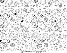 black and white space doodle pattern