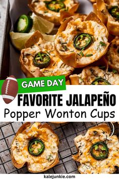 Game Day Favorite Jalapeño Popper Wonton Cups are a delicious twist on the classic snack! Made with crispy wonton wrappers instead of breading and baked for a lighter option, they’re perfect for any crowd. This recipe can also be made dairy-free, making it ideal for vegan friends. Whether you’re hosting or bringing a dish, these bite-sized treats will be the MVP of your game day spread. Pin now and make them your new favorite snack!