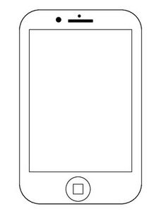 an outline of a cell phone with a blank screen on the front and back side