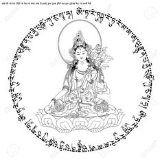 an image of buddha in the middle of a circle with words written on it stock photo