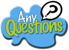 the logo for any questions with a speech bubble above it