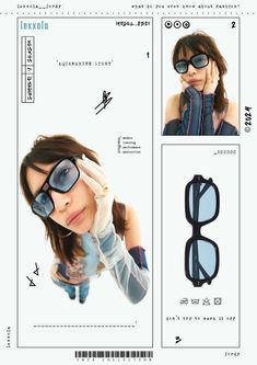 an advertisement for sunglasses with the image of a woman wearing gloves and holding her hand to her face