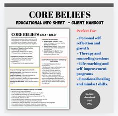 Automatic Thoughts, Healthier Mindset, Emotional Growth, Mental Health Therapy, Life Coaching Tools, Core Beliefs, Coaching Tools, Therapy Tools, Educational Worksheets