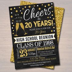 cheers to 20 years high school reunion class of 1989 chalkboard style graduation party card