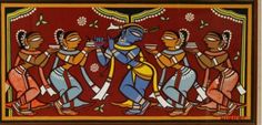 Jamini Roy painting Jamini Roy Paintings, Krishna And Radha, Phad Painting, Ganesha Drawing, Modern Indian Art, Contemporary Folk Art, Boho Art Drawings