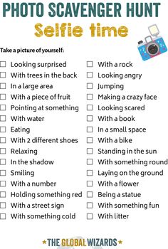 a photo scavenger hunt for selfie time