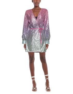 tulle, sequins, solid color, v-neck, long sleeves, no pockets, front closure, self-tie wrap closure, fully lined , Color: Fuchsia , Size: 8 Spring V-neck Embellished Sequin Dress, Glamorous Long Sleeve V-neck Party Dress, V-neck Sequin Dress For Spring Evenings, Embellished V-neck Fall Dresses, Fall Mini Dress With Contrast Sequin, Fall Embellished V-neck Dresses, Spring V-neck Contrast Sequin Dresses, Spring Mini Dress With Sequins And Long Sleeves, Long Sleeve Sequin Holiday Dress