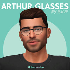 an animated man wearing glasses with the words, arthrur glasses by krupp