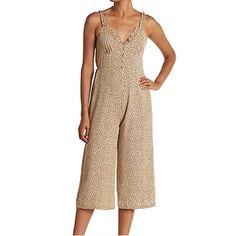 Topshop Livvy Spot Wide Leg Jumpsuit-Size 8-Nwt. Colors Are Tan And Black. See Picture For Measurements. Blue Floral Jumpsuit, Sleeveless Playsuit, Pinstripe Jumpsuit, Black Romper Shorts, Rompers Dressy, Backless Romper, Polka Dot Jumpsuit, Short Playsuit, Knitted Romper