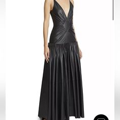 Loewe Leather Gown Ankle Length Dress Cool With Boots For Awesome Night Out Or Formal Could Be Great With A Blazer Nwt Original $7600! Leather Gown, Loewe Dress, Ankle Length Dress, Dress Gown, Maxi Dress With Sleeves, Leather Dress, Grey Cotton, Pleated Dress, Tank Dress