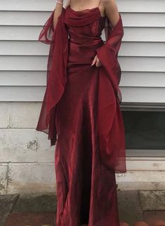 Wine Red Satin Long Spaghetti Straps Simple Prom Dress, Wine Red Long Formal Dress Gaun Koktail, Simple Prom Dress, Burgundy Prom Dress, Fairytale Dress, Grad Dresses, Glam Dresses