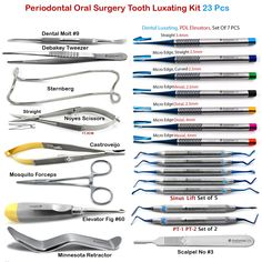 Periodontal Oral Surgery Kit Dental Tooth Luxating Instruments INSTUMAX® SPECIFICATION:-  Premium Quality Stainless Steel use with Superior Craftsmanship. Non Slip Grip Premium Quality Handle. Polish to high Standard Finish. Fully guaranteed against defect in material and workmanship. Manufactured from High Quality Medical Grade Stainless Steel. High Degree of Precision and Flexibility while conducting the Clinical Procedure. High Degree of Aesthetic and Corrosion Resistance. Brand - INSTUMAX® Manufactured for Optimal results and Precision. High Degree of Aesthetic and Corrosion Resistance.  Manufactured from High Quality Medical Grade Stainless Steel.  High Degree of Precision Flexibility while conducting procedure.   Product Conforms to ISO 9001, CE-Quality Mark, ISO 13485, and other Qua Dental Nurse, Dental Impressions, Dental Hygiene School, Dentistry Student, Dental Fun, Dental Technician