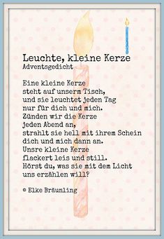 a poem written in german with a lit candle on the front and back side of it