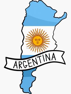 the map of argentina with an emblem in it's center and sun on top